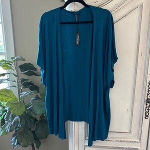 Made by Johnny Women's Size XXL Kimono Style Short Sleeve Dolman Cardigan Teal